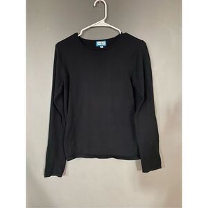 Boutique Black Scoop Neck Sweater With Star Elbows Small